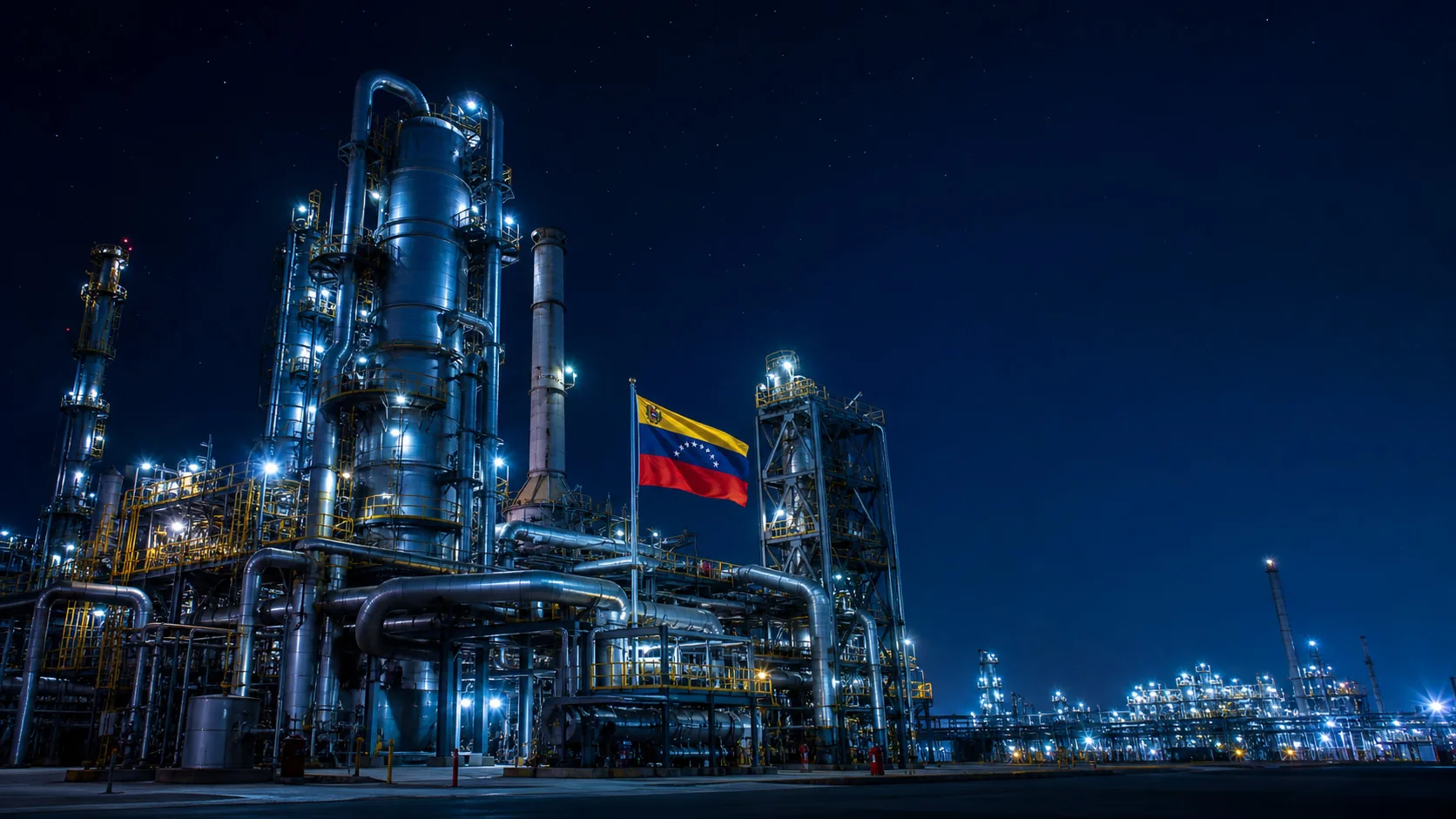 Planta industrial petroquímica con reactores y columnas de destilación