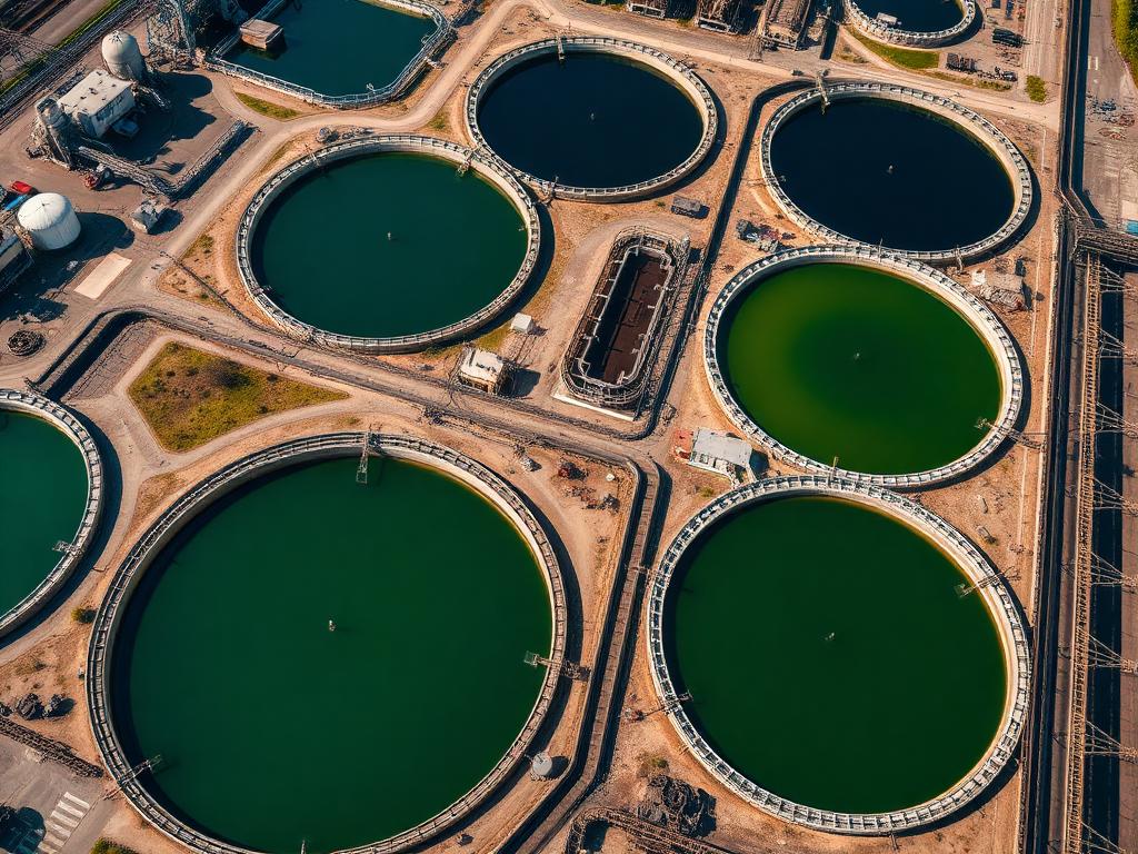 Planta de tratamiento de aguas con tanques clarificadores